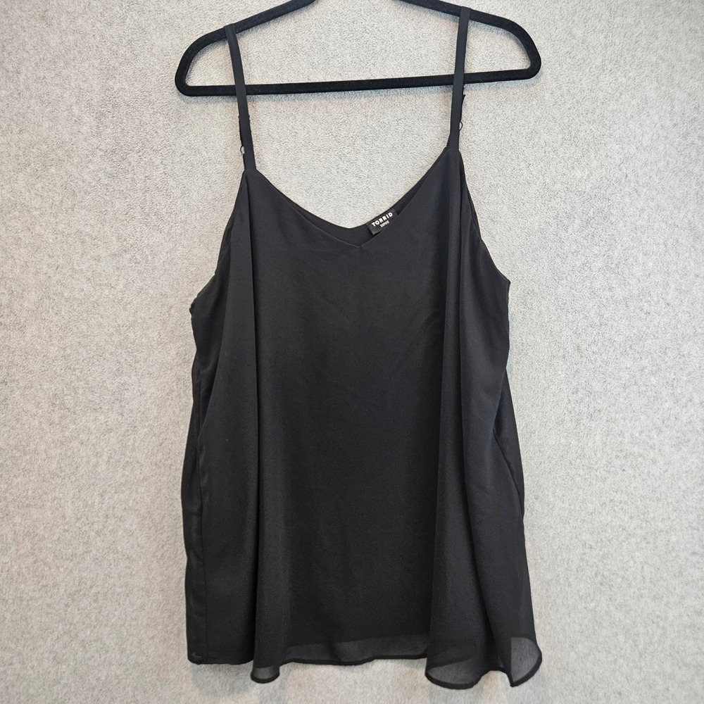 TORRID Cami Women 2 Black Sophie Chiffon Strappy Layering Minimalist Basic